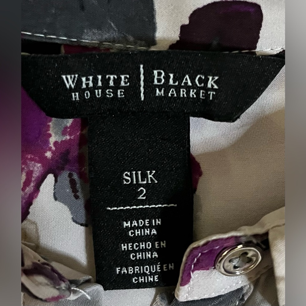 White House Black Market Long Sleeve Silk Floral Blouse size XS - Picture 12 of 12